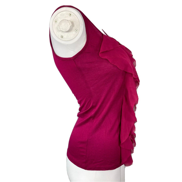 NWT New York & Company Blouse Womens Sz XS Magenta Pink‎ Ruffle Front Tank Cami - Picture 2 of 9